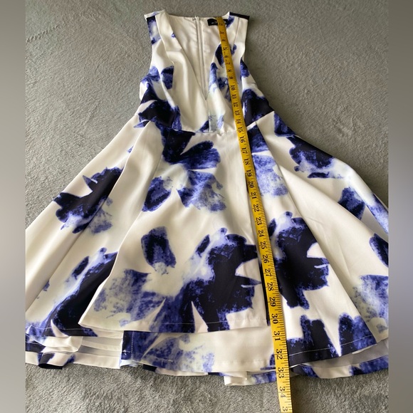 Seeing Chic Blue and Ivory Print Skater Dress, XS - Picture 12 of 14